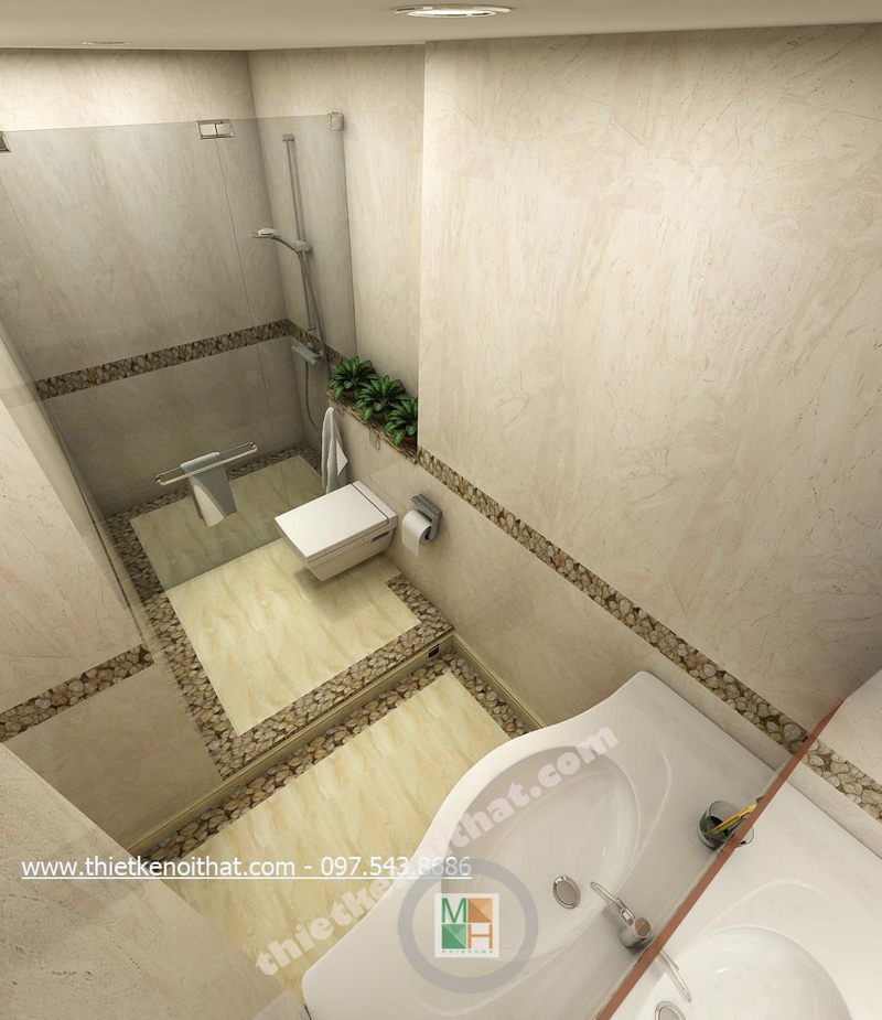 Thiết kế nội thất phòng tắm chung cư Duplex Mandarin Garden Cầu Giấy Hà Nội